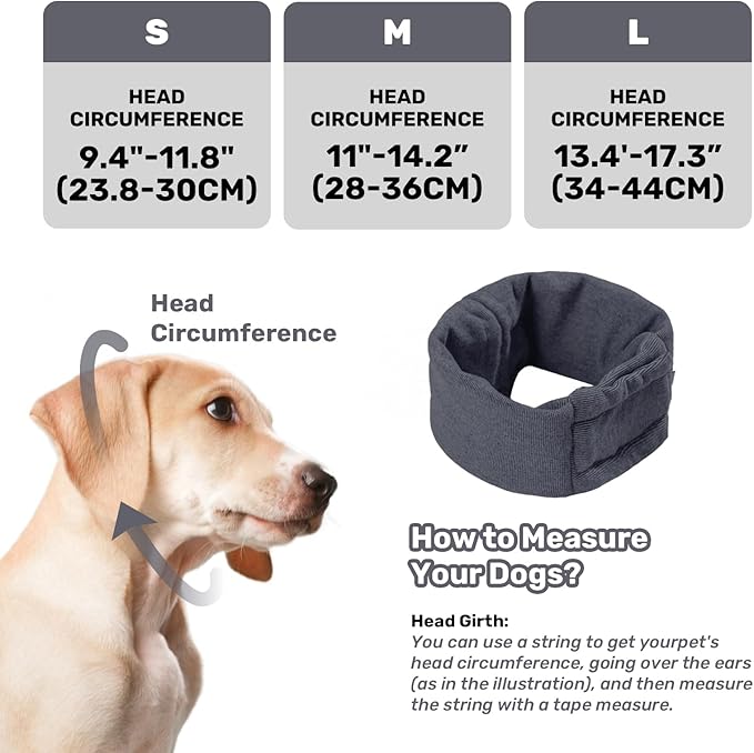 Dog Calming Hoodie, No Shake Ear Wraps for Dogs, Adjustable Dog Ear Muffs for Noise Protection, Ear Wrap Head Cover for Head Warp Anxiety Relief, Hematoma, Grooming and Force Drying