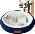 20in Washable Cat Beds for Indoor Cats - Round Donut Pet Bed for Cats, Small Dogs, Puppy, Kitten - Anti-Slip Bottom, Calming Bed Gift - Navy Blue