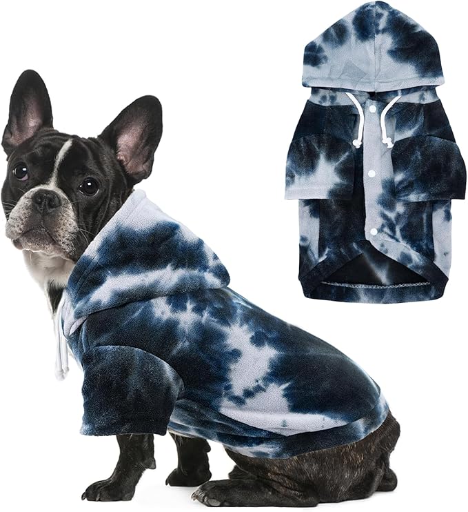 Mklhgty Tie Dye Dog Hoodie, Winter Coat for Small Dogs - Ultra-Soft Adjustable Warm Hood, Breathable Comfort Fabric for Daily Use