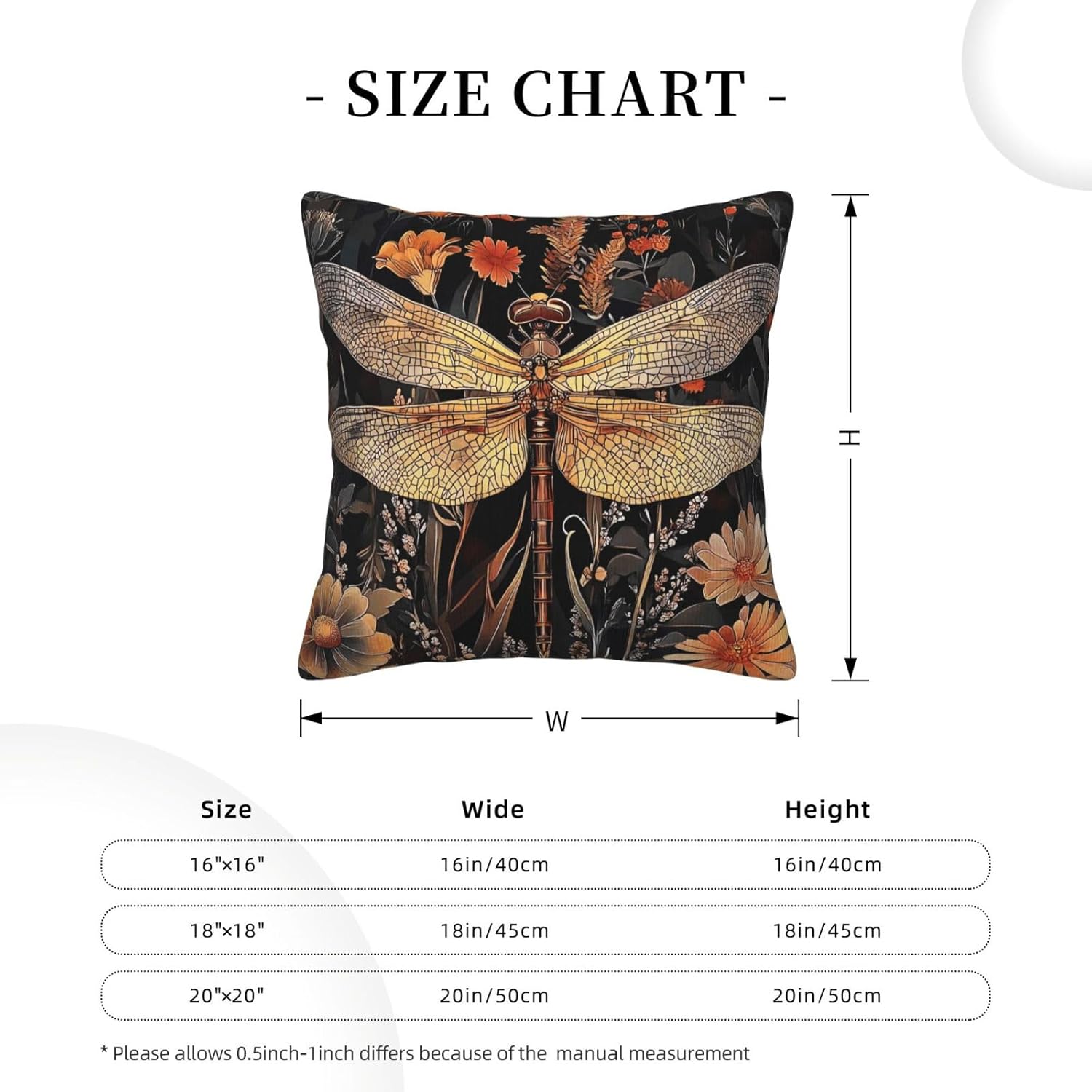 William Morris Abstract Vintage Floral Dragonfly Design 18x18 inches Throw Pillow Covers Square Pillowcases Decor for Bed Couch Sofa Living Room Cushion Covers