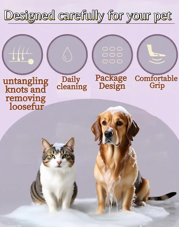 Pet Hair Grooming Tool Kit-9 Packs,Dog Cat Grooming Kit,Washing Gloves,Slicker Brush,Nail Trimming Tools,Dog Toothbrush,Comb and Grooming Scissors Set