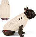 KYEESE Dog Sweater Warm Turtleneck Medium Dogs Sweater Thick Pet Coat for Fall Winter Cold Weather Stretchy Knitwear Cat Clothes with Gingham Patchwork Soft Pullover Dog Sweaters for Medium Dogs Girl