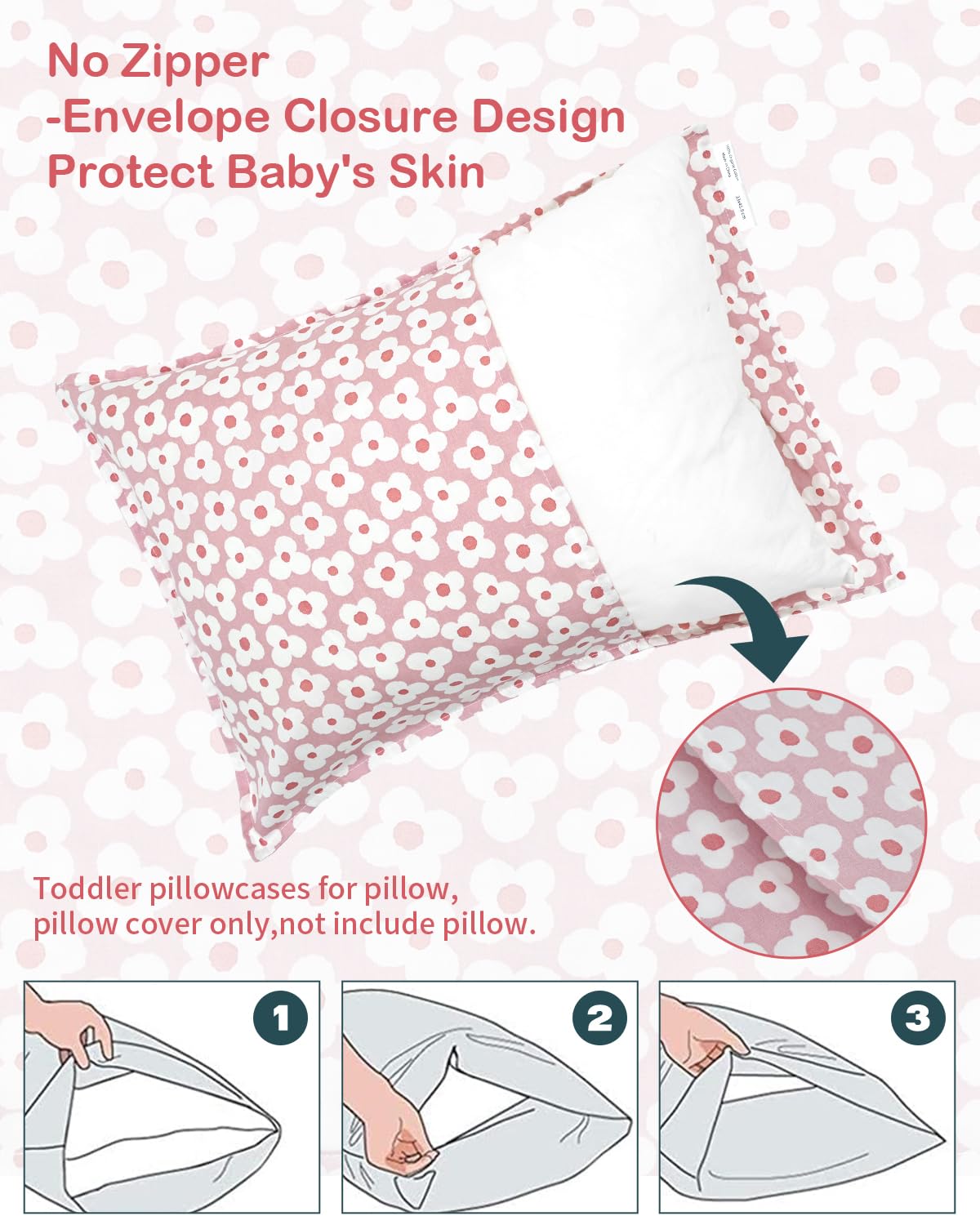 ALVABABY Toddler Pillowcases 2 Pack Organic Cotton Kids Pillow Cover Fit 13"x 18" or 12"x28" Envelope for Girl Boy Sleepy Travel 2TPW32A