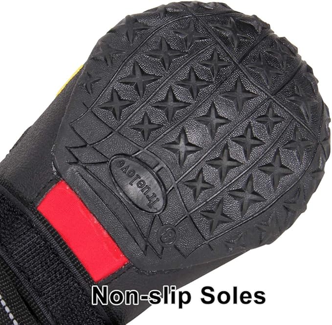 Truelove Dog Boots Waterproof Dog Shoes with Reflective Straps for Small Medium Large Dog, Size 5 (Pack of 4)