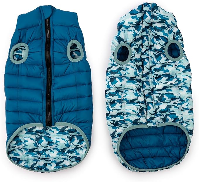 Winchester Pet Premium Reversible Dog Puffer Vest, Blue, Small