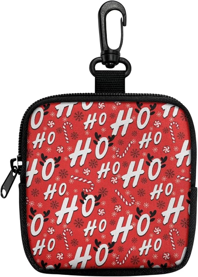 KEIAHUAN Christmas Dog Treat Pouch Small Bag Portable Training Walking Treat Bag for Puppies with Clasp Christmas Hohoho Hand Free Pet Snack Bag for Walking Hiking Traveling