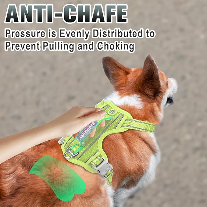 BARKBAY No Pull Dog Harness Large Reflective Dog Harness with Front Clip and Easy Control Handle for Walking Training Running with ID tag Pocket(Sunlight,S)