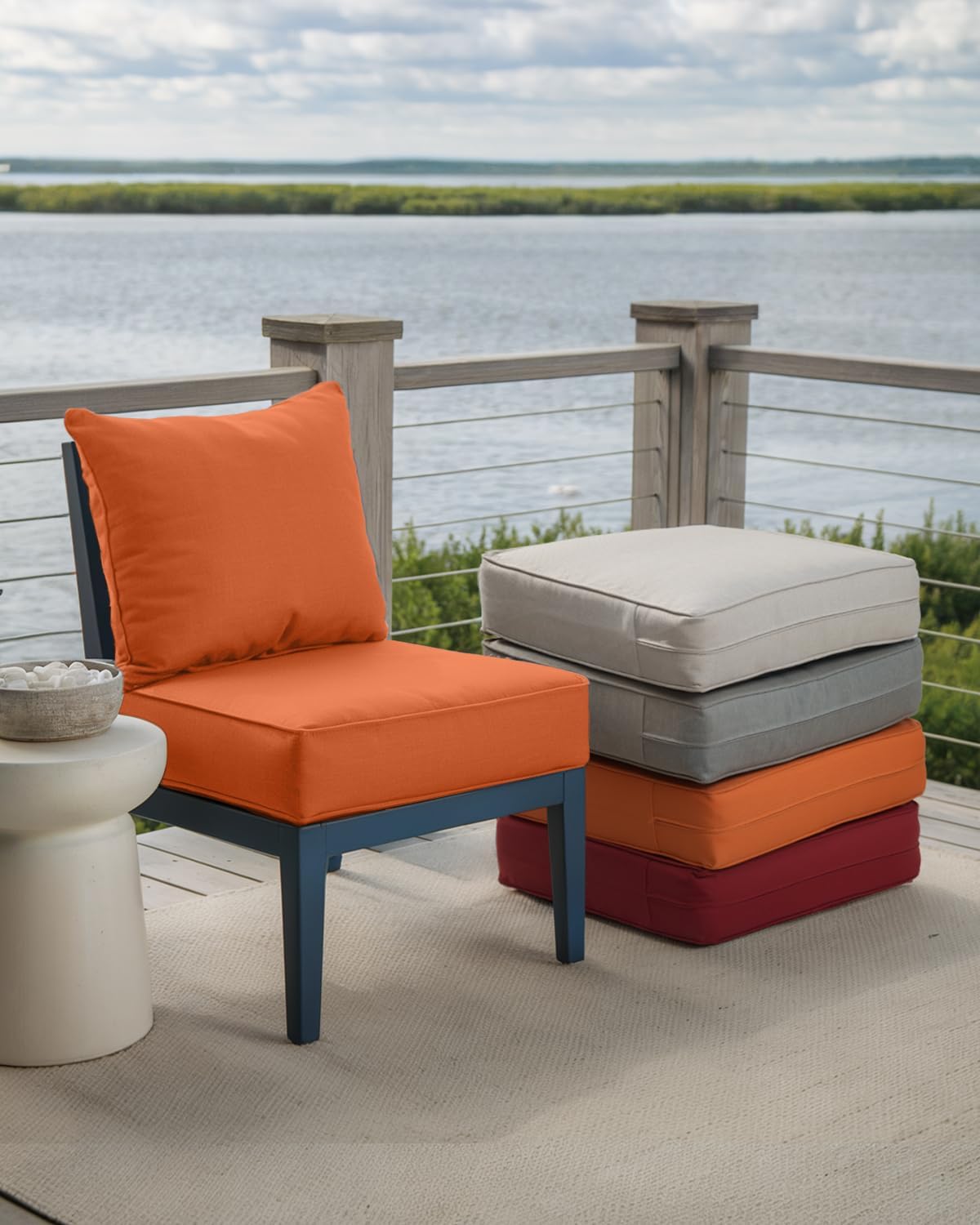Luxury 24x24x6 Inch Outdoor Chair Cushions Set of 4 - Heavy Duty Water-Resistant Comfortable Cushion for Patio Furniture Set Dining Gliding Rocking Chairs Loveseat L-Shape Sofa - Orange