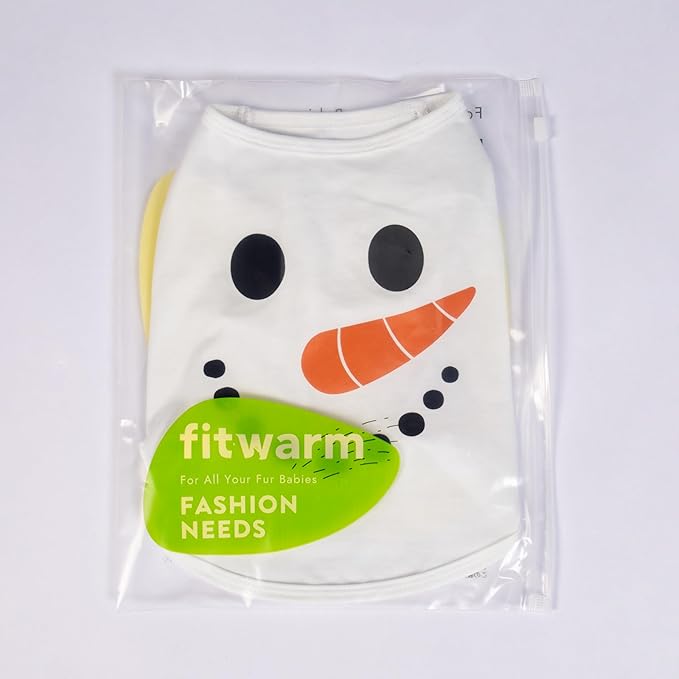 Fitwarm Snowman Dog Christmas Outfit, Holiday Dog Clothes for Small Dogs Boy Girl, Cute Pet Shirt, Black, White, Orange, XXL