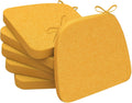 AAAAAcessories D-Shaped Chair Cushions, 2" Thick Dining Chair Pads with Ties and Removable, Machine-Washable Cover, 17" x 16", Set of 6, Golden Yellow
