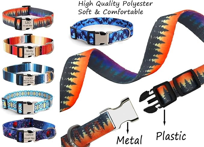 Personalized Dog Collars - Floral Custom Dog Collar with Engraved ID Name and Phone Number - Customized Dog Collars for Puppy Small Medium Large X-Large Boy Girl Dogs (Pack of 1)