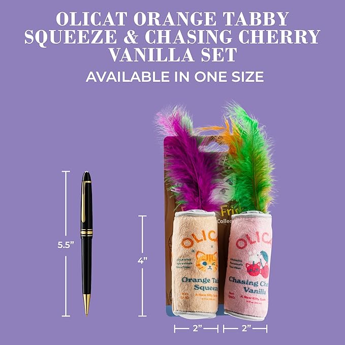 Olicat Catnip Toys, Soft Plush Cat Toys Catnip Filled with Interactive Crackle Sound & Feathers, Safe & Durable Toy for Cats & Kitten, 2 Pcs