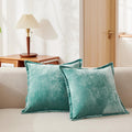 Luxurious Velvet Throw Pillow Covers 20x20 Set of 2 Decorative Pillow Covers Solid Square Cushion Case for Sofa Couch Bedroom Farmhouse, Aqua Green
