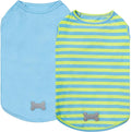 KYEESE 2Pack Dog Shirts Striped T Shirt Soft Tee for Small Dogs Cotton Tank Top Clothes Lightweight Sleeveless Dog Vest, X-Large,Blue+Striped