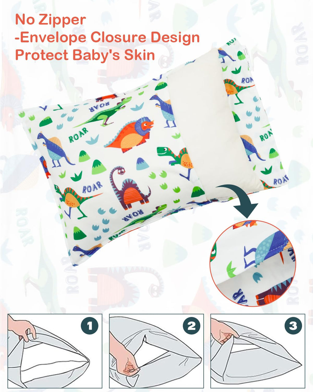 ALVABABY Toddler Pillowcases Stretchy Soft Kids Pillow Cover 2 Pack Fit 13"x 18" or 12"x16" Envelope for Girl Boy Sleepy Travel 2TPE32A