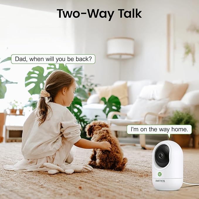 2K Baby Camera-WiFi Home Security Cameras Indoor via One-Tap Call with Elderly/Baby/Nanny, Motion Alert, Local/Optional Cloud Storage, Compatible with Alexa/Google Home, K7 1Pack (2.4GHz Only)