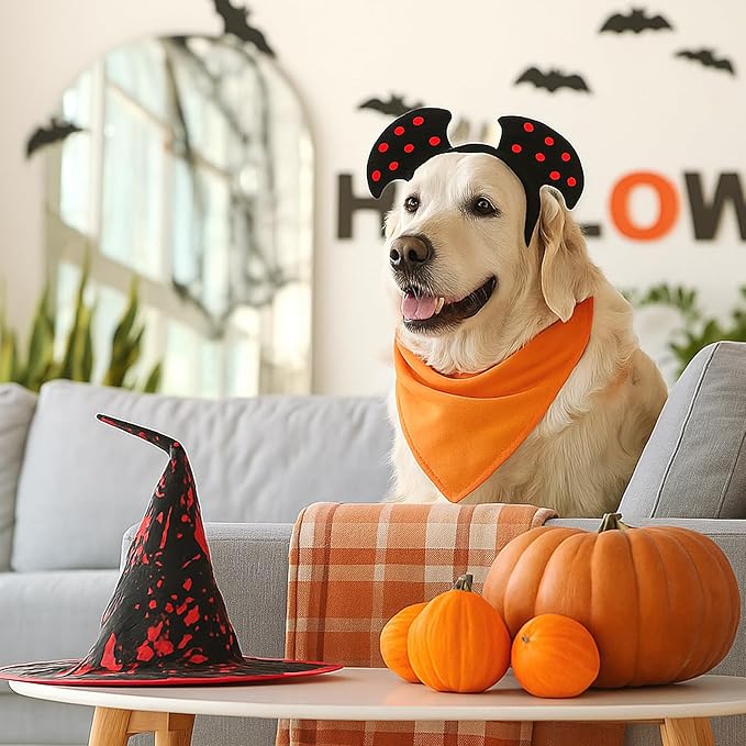 48 Pcs Halloween Color Dog Bandanas Bulk Sublimation Blank Bandanas for Dogs Heat Transfer Triangle Bibs DIY Scarf for Small Medium Large Puppy Pets Costume Photo Props Accessories Pet Shops