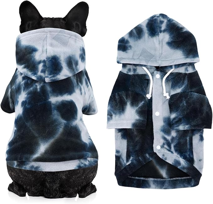 Mklhgty Tie Dye Dog Hoodie, Winter Coat for Small Dogs - Ultra-Soft Adjustable Warm Hood, Breathable Comfort Fabric for Daily Use