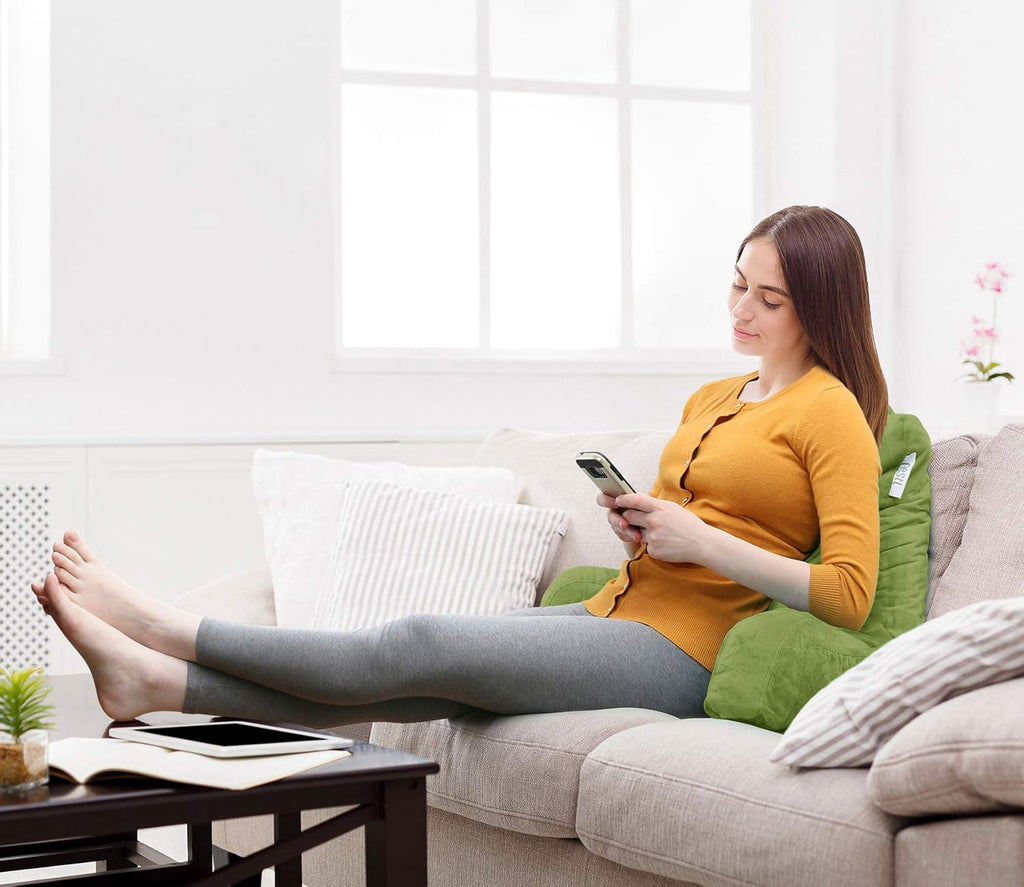 Nestl Reading Pillow for Kids & Teens with Shredded Memory Foam, Backrest Pillows for Reading, Watching, and Gaming, Use on the Couch, Bed, or Floor, Adjustable Support with Washable Cover Calla Green