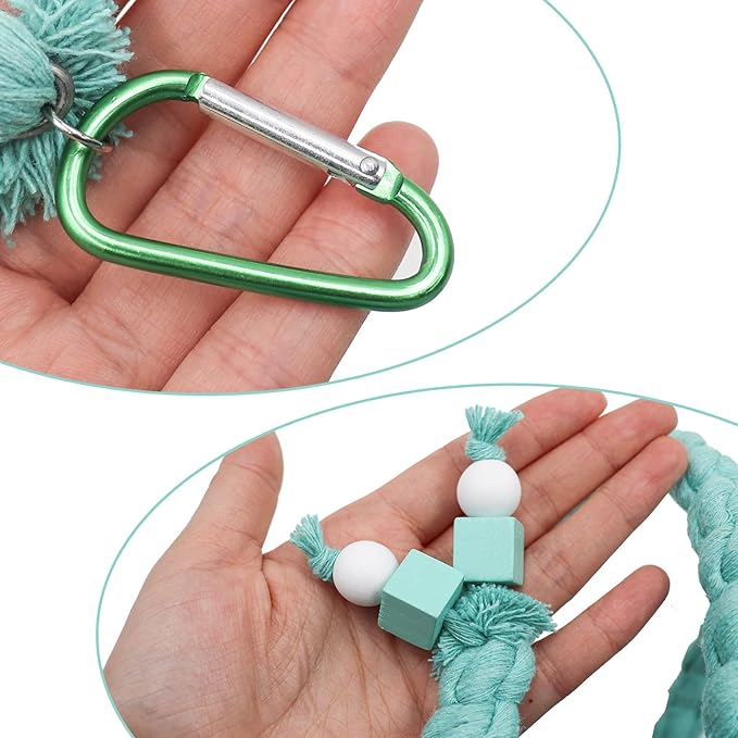 Dnoifne Bird Spiral Rope Perch, Blue Cotton Rope Perch for Parrot, Parakeet, Budgie, Lovebird, Cockatiel