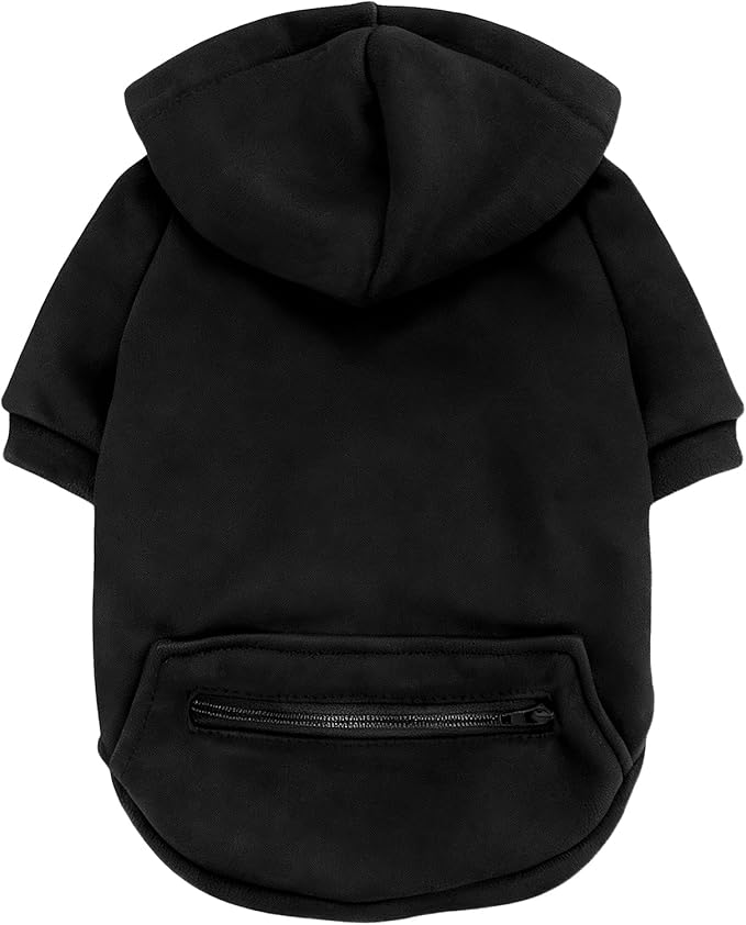 Jecikelon Pet Dog Cold Weather Coat with Pocket Winter Dog Hoodie Warm Puppy Clothes for Small Dogs Chihuahua Clothing (Black, X-Large)
