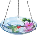 MUMTOP Hanging Bird Baths for Outdoors - Glass Bird Bath, 11 Inch Hanging Bird Bath Hummingbird Bird Feeder Bowl for Outside, Garden, Lawn Yard Decor