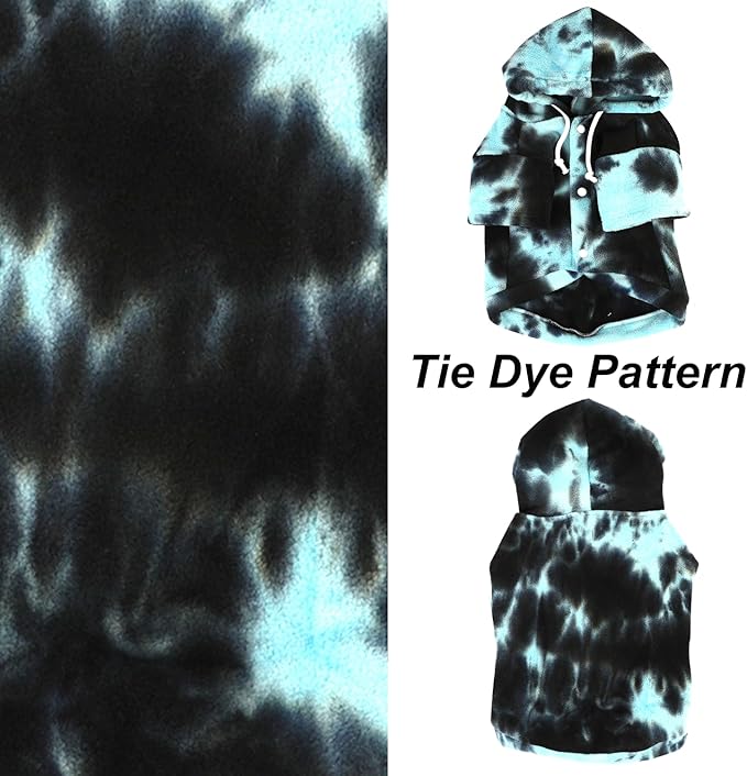 Mklhgty Tie Dye Dog Hoodie, Winter Coat for Small Dogs - Ultra-Soft Adjustable Warm Hood, Breathable Comfort Fabric for Daily Use