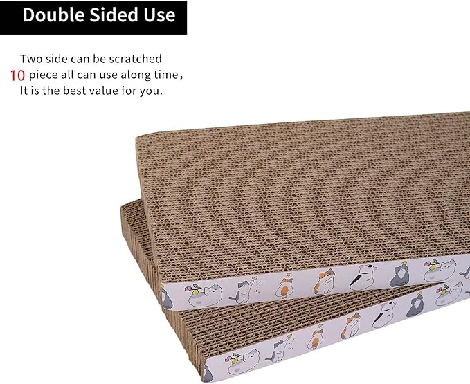 10 Packs cat Scratcher Toys Reversible Scratching Post Board for Indoor Cats Cardboard pad Sleep Play and Grind Claws