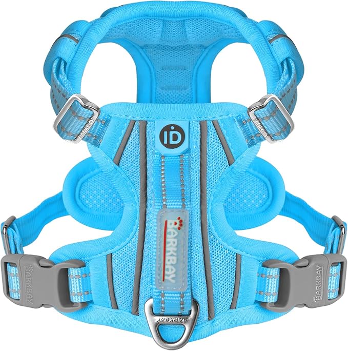 BARKBAY Dog Harness No Pull with ID Tag Pocket - Heavy Duty, Reflective, Easy Control for Small Dogs(Blue,S)