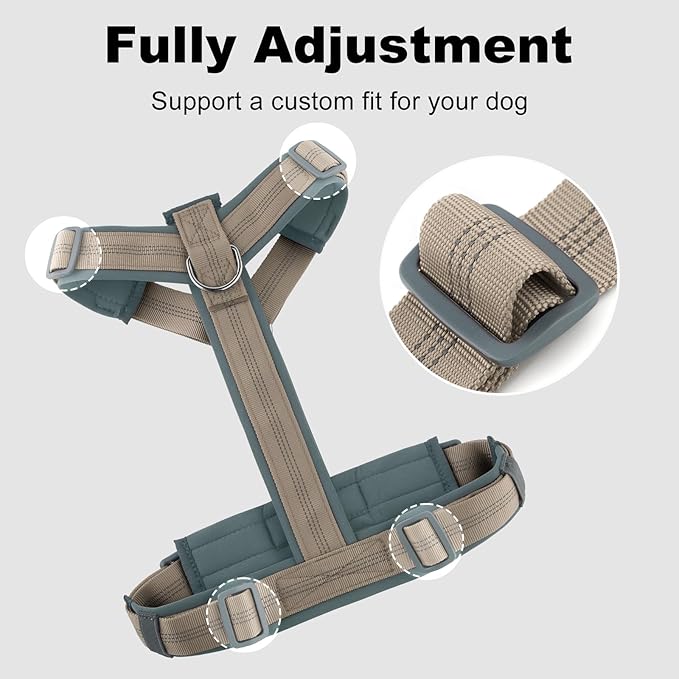 Plutus Pet No Pull Dog Harness, Adjustable Nylon Harness with Soft Padding, Reflective and Heavy Duty Dog Harness for Small, Medium, Large Dogs(Beige, S)