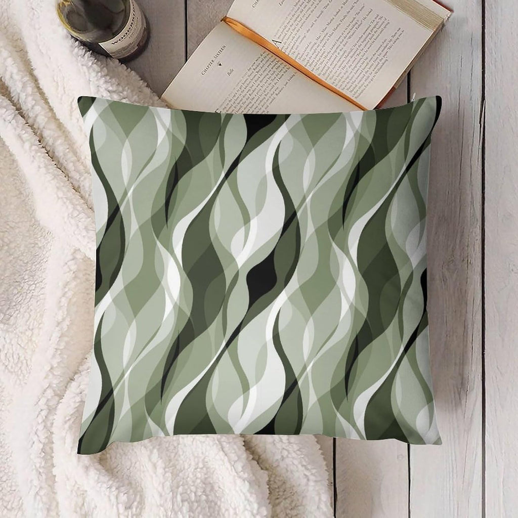 Sage Green Throw Pillow Covers Abstract Ombre Green and Grey Striped Decorations for Bedroom Living Room Farmhouse Sofa Pillows Bed Couch 22x22 Inch