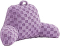 Aimuan Reading Pillow Checkered Bed Rest Wedge Backrest Checkerboard Pillow with Arms Back Support for Sitting Up in Bed Cushion Incline Rest Sleeping Snoring Pillow, Purple Large