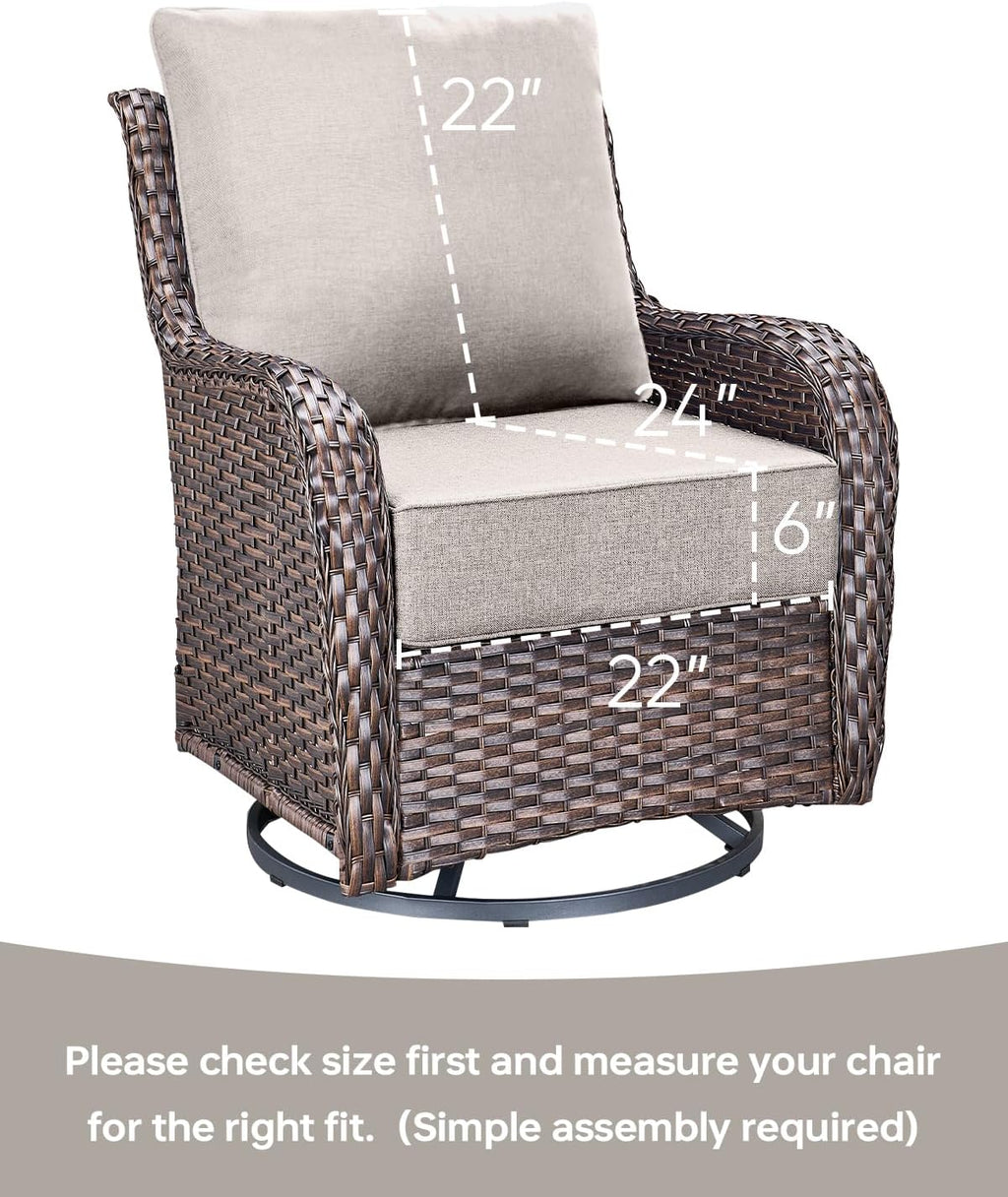 Luxury 22x24/22x25 6-Inch Outdoor Cushions for 5 Peice Patio Furniture Set - Set of 5 Water-Resistant Pillow for Dining Rocking Swivel Chairs Loveseat Couch Sectional Sofa - Beige