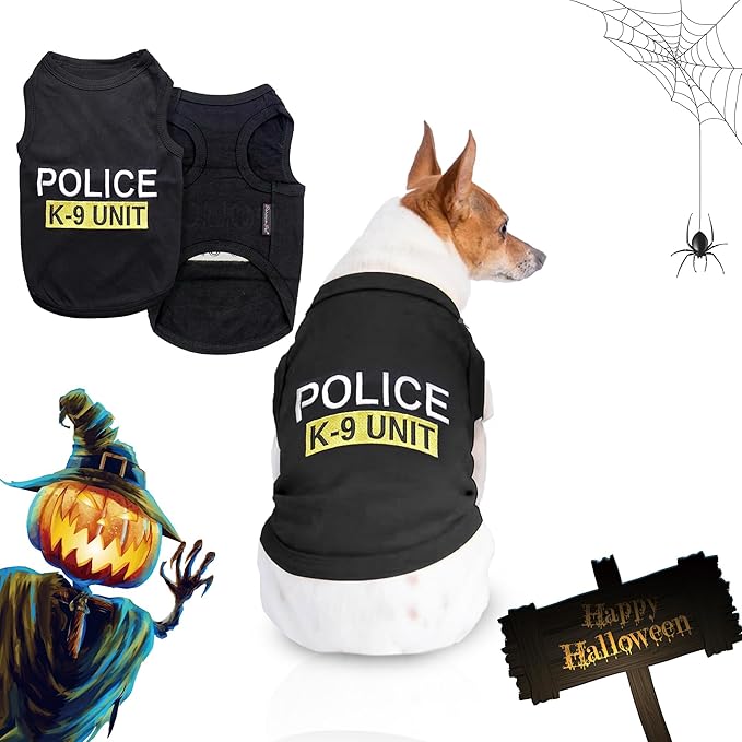Parisian Pet Police K9 Dog Costume - Dog K9 Halloween Shirt - Pet Police Costume - Dogs Costumes for Halloween - Dogs Apparel & Accessories - Sleeved Pet Outfit - 2XL