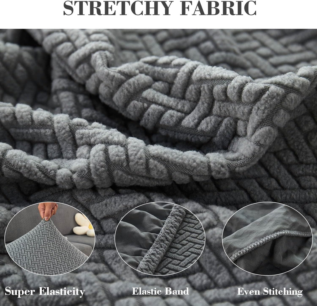 2Pcs Couch Arm Covers, Armrest Cover for Sofa, Sofa Arms Covers Washable Arms with Twist Pins Soft,Skin-Friendly for Pets (Texture Gray, Armrest Cover)