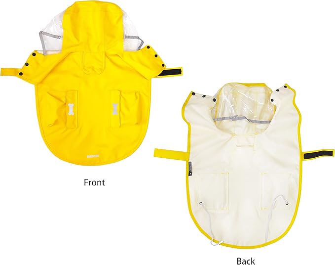 Waterproof Dog Raincoat, Adjustable Reflective Lightweight Pet Rain Clothes with Poncho Hood (4X-Large, Yellow)