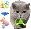 Cat Fetch Toy, Interactive Flying Cat Toy with 1 Light Up Spinning Tops, 1 LED Propellers and 4 Flying Propellers,Kitten Tracks Toy for Training Hunting Chasing(Pink)