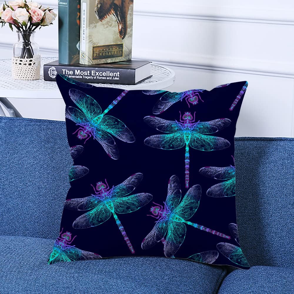 Decorative Square Throw Pillow Covers Dragonfly Couch Sofa Bed Pillow Covers Cushion Cases 18x18 inch