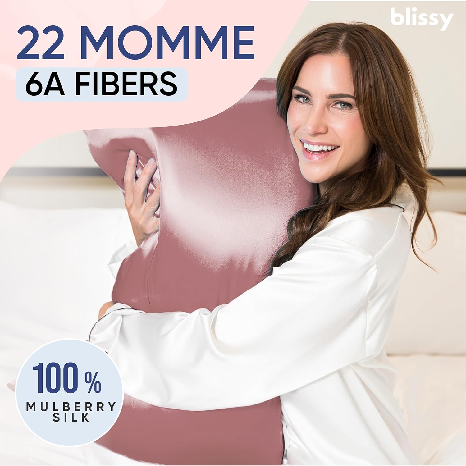 Blissy Silk Pillowcase - 100% Pure Mulberry Silk - 22 Momme 6A High-Grade Fibers - Silk Pillow Cover for Hair & Skin - Regular, Queen & King (Plum, Queen)