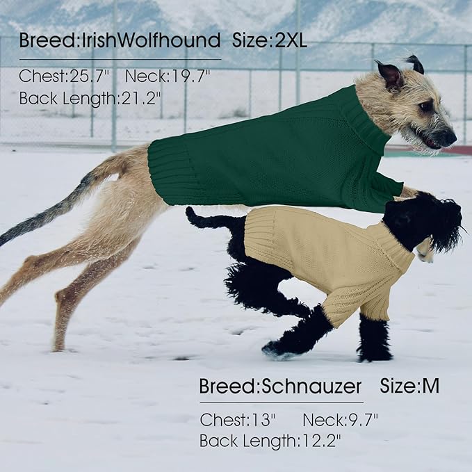 Dog Sweaters for Small Medium Large Dogs Girl, Classic Turtleneck Pet Sweater for Dogs, Thermal Doggy Winter Coat, Warm Dog Shirt Outfits, Double Knitting Collar for Outdoor Playing (Gray Blue, 2XL)