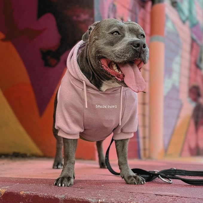 Spark Paws Dog Hoodie – Premium Dog Sweater for Small, Medium, and Large Dogs | Warm Outfits for French Bulldogs, Pitbull, Puppy, Winter Jacket Alternative - Dusty Pink - S