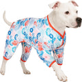 LovinPet Pajamas Outfit, Undershirt for Dog Coats, Lightweight Soft Fabric, Coral Trees and Shells Print, UV Protection Shirt, Easy to Wear Adorable Dog Clothes,Blue, 3XL