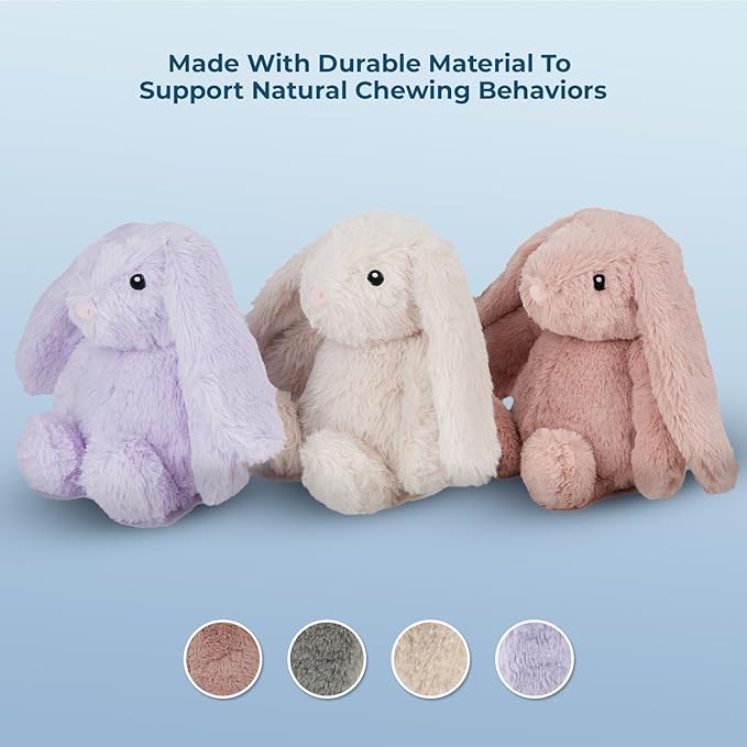 Best Pet Supplies Interactive Bunny Buddy Dog Toy with Crinkle and Squeaky Enrichment for Small and Medium Breed Puppies or Dogs, Cute and Plush - Bunny (Mauve)
