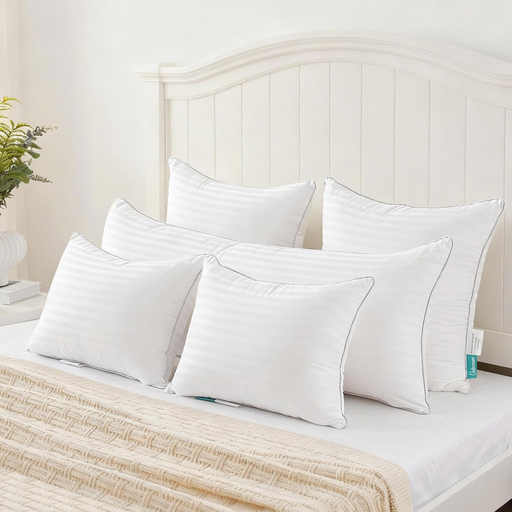 Oubonun 14 x 22 Throw Pillow Inserts, Firm and Fluffy Decorative Pillows for Couch Bed Sofa with Soft Cotton Cover White Cushion with Down Alternative Pack of 2