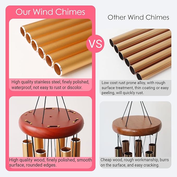 Personalized Pet Memorial Wind Chimes Outside Garden Decor, 32 inch 37 inch Large-Sized Wind Chimes, Custom Sympathy Gift for Loss of Dog Cat (Golden)