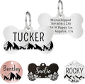 Ultra Joys Stainless Steel Pet ID Tag Dog Name Tags Personalized Front and Back Engraving, Customized Dog Tags and Cat Tag, Optional Engraved on Both Sides, Bone Tag Mountain Design, Silver Large
