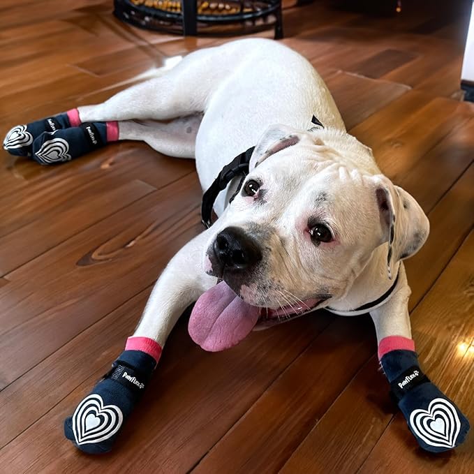 Medical Therapeutic Double Sided Non-Slip Cotton Dog Socks | PawFlex Comfy Pawz Silicone Grip on Inner Cuff No Twisting or Sliding Off | Senior & Disabled Dog Traction Control |Pet Paw Protection