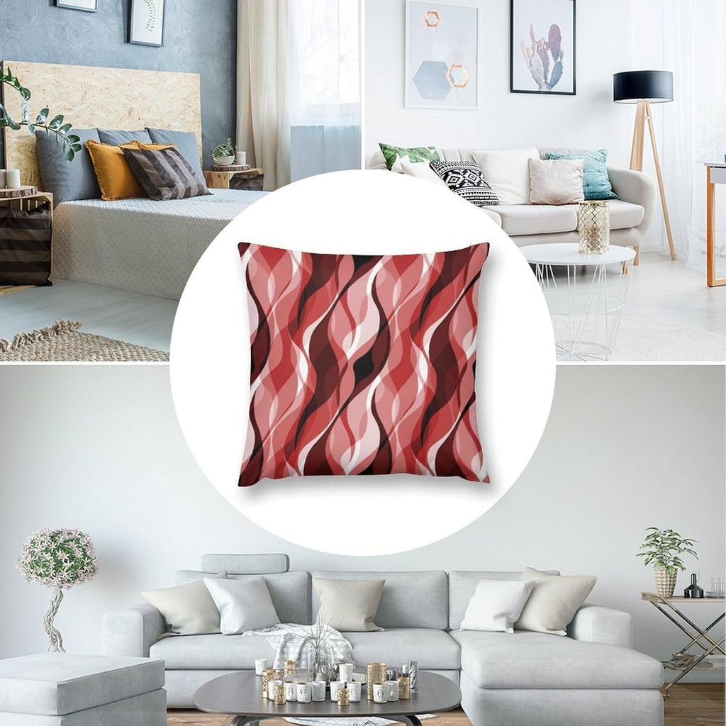Red Throw Pillow Covers Modern Abstract Ombre Red Striped Decorations for Bedroom Living Room Farmhouse Sofa Pillows Bed Couch 12x12 Inch