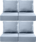 Luxury 22x24/22x25 6-Inch Outdoor Chair Cushions Set of 4 - Heavy Duty Water-Resistant Comfortable Cushion for Patio Furniture Dining Gliding Rocker Loveseat L-Shape Sofa - Baby Blue