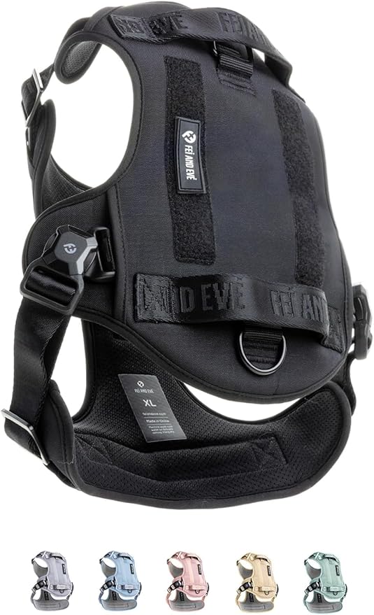 2025 New Edition, Fei & Eve MagEase Dog Harness - 3-Second Magnetic Buckles | 3-Point No-Pull Control | Heavy-Duty 900D Nylon | Dual Safety Handles | Breathable Mesh | Adjustable Fit | Large,Black
